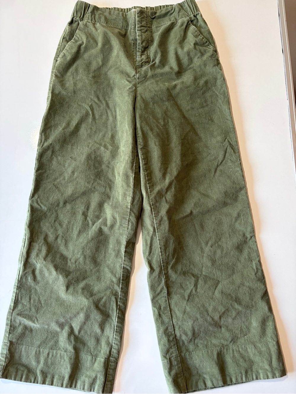 Pact wide leg corduroy green crop ankle pants trousers women’s medium 27” inseam - Picture 2 of 8